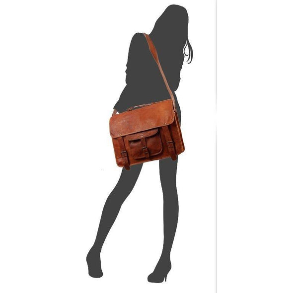 special leather laptop bag extra large on model