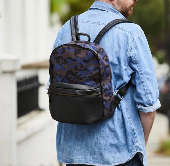 Personalised Camo and Leather Backpack