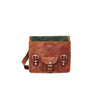 Mini Leather Satchel with Front Pocket embossing position under front flap