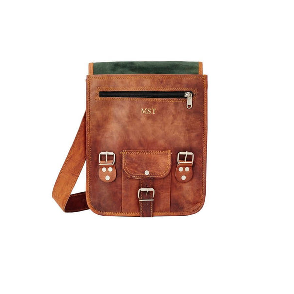 Midi Long Leather Satchel embossing position under front flap