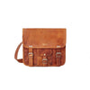 Midi Leather Satchel embossing position front flap
