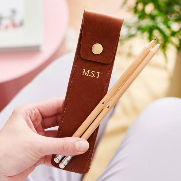 Leather Pen Holder With Personalisation