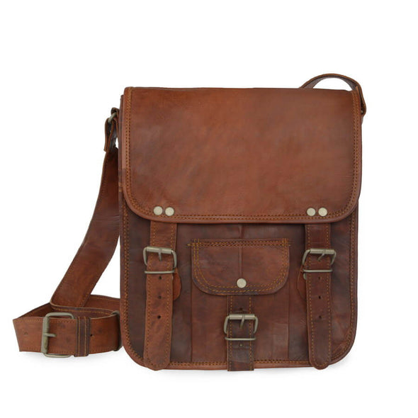 Cutout tan leather midi long leather satchel