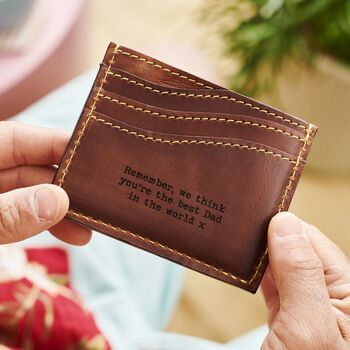 Personalised Leather Card Holder With Contrast Stitch