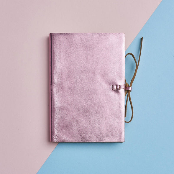 Metalic pink leather bound notebooks