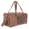 Side View Brown Leather Duffel Bag (20 inch)