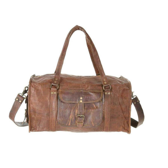 20 Inch Leather Duffel Bag Brown