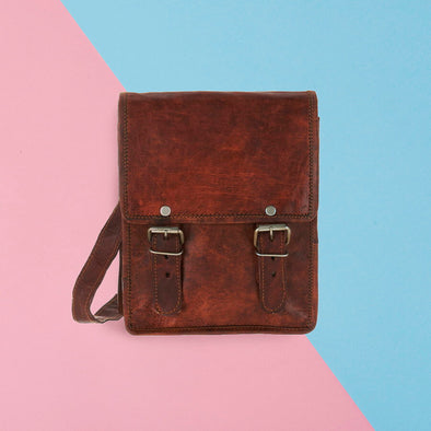 Mini long leather satchel without pocket