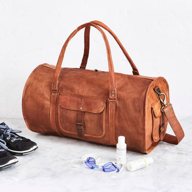 Round Leather Duffel Bag
