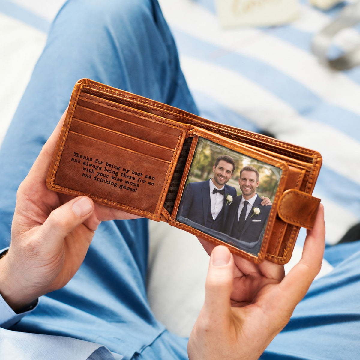 Best Man Leather Tri Fold Wallet