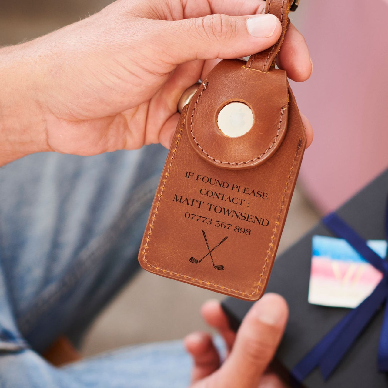 Leather Golf AirTag Holder Bag Tag