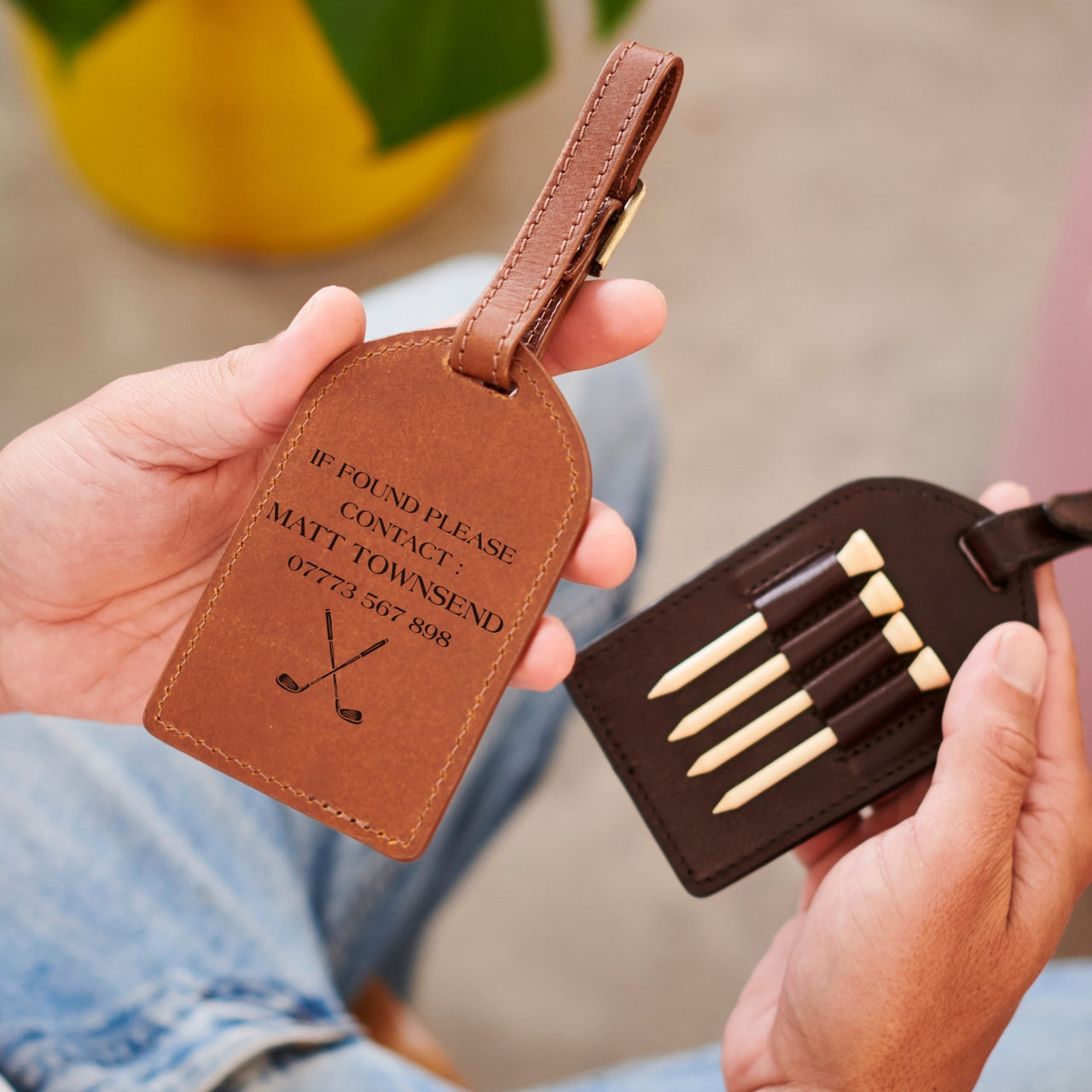Leather Golf Tee Holder Bag Tag
