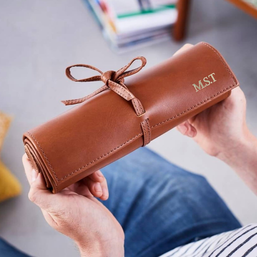 Personalised Leather Travel Backgammon Set