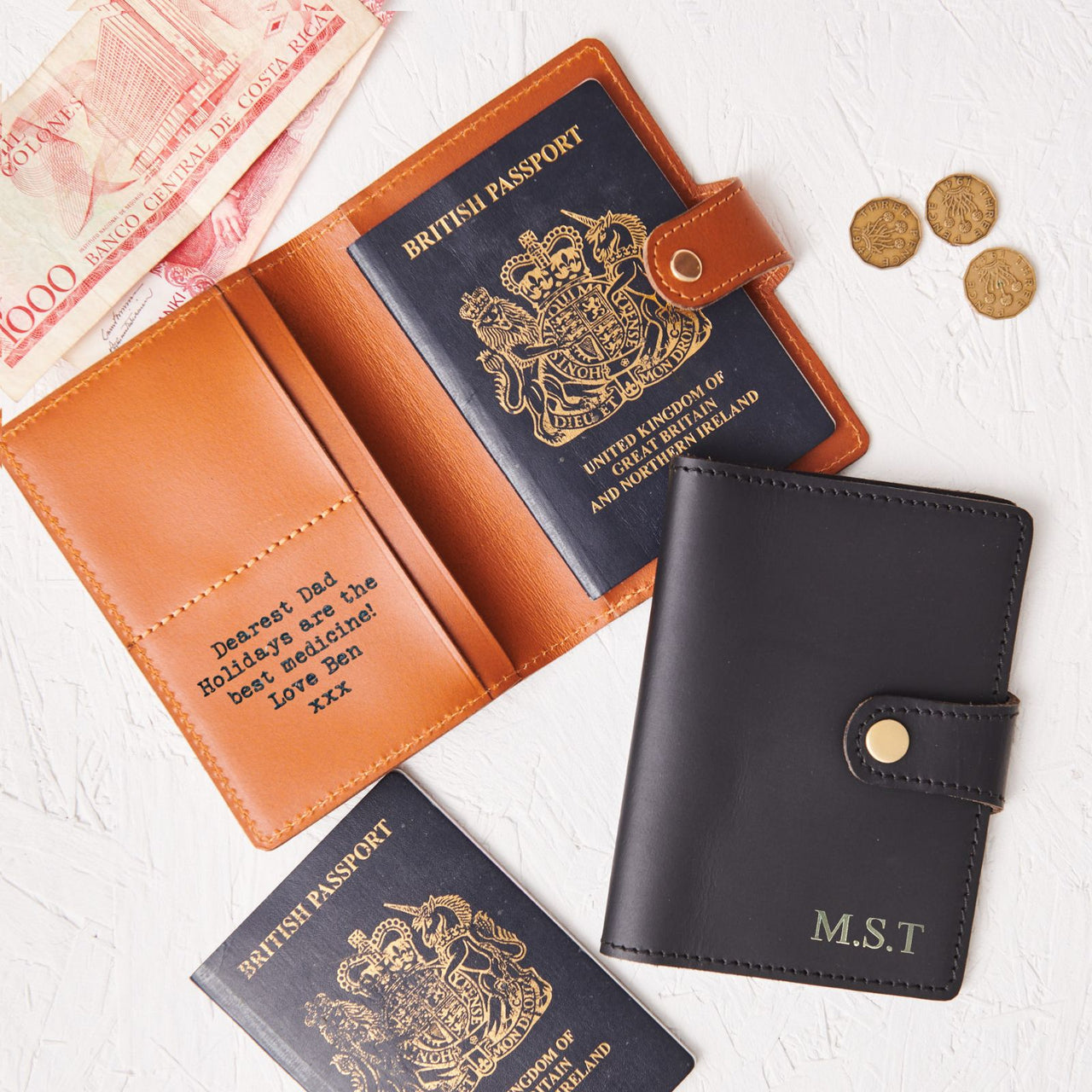 Personalised Leather Passport Travel Holder with Card Slots