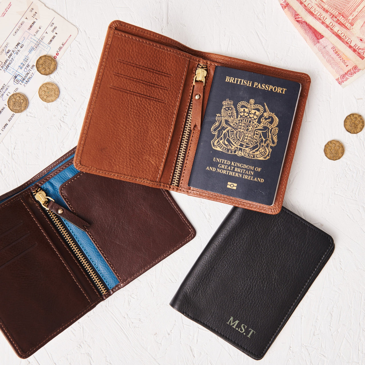 Luxury Leather Passport Travel Holder With Zip