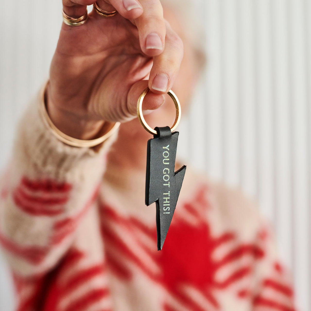 Lightning Luxury Leather Key Ring with Personalisation