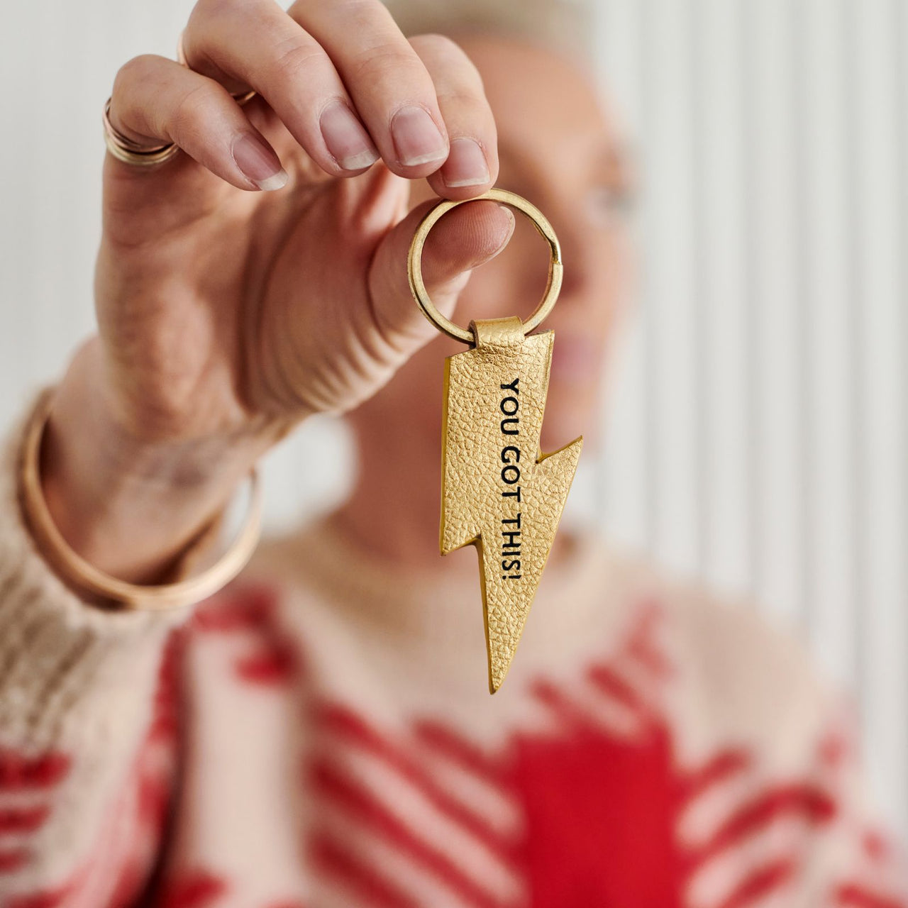 Lightning Luxury Leather Key Ring with Personalisation