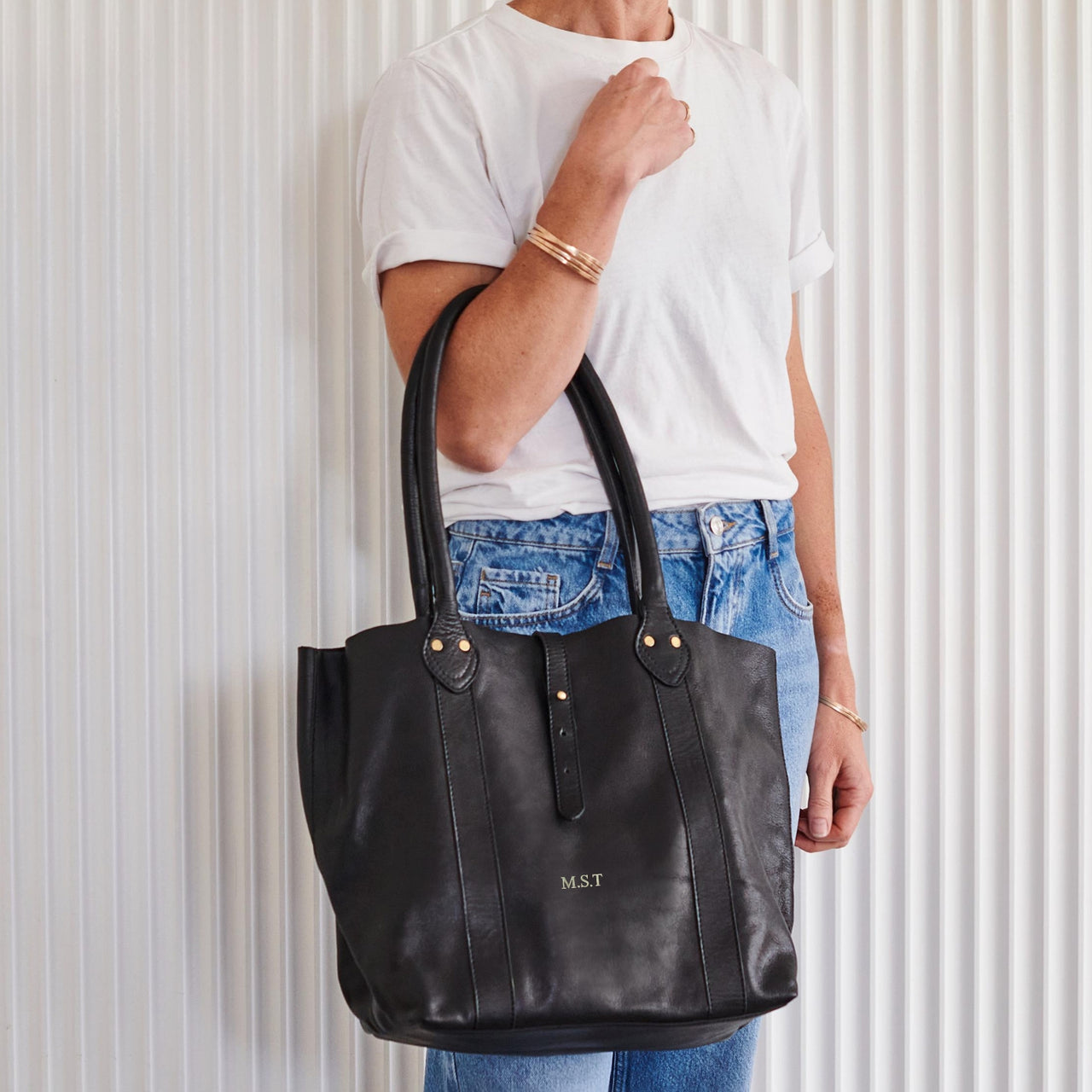 Luxury Soft Black Leather Tote Bag
