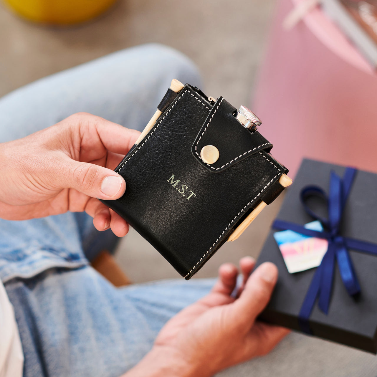 Personalised Leather Golf Hip Flask