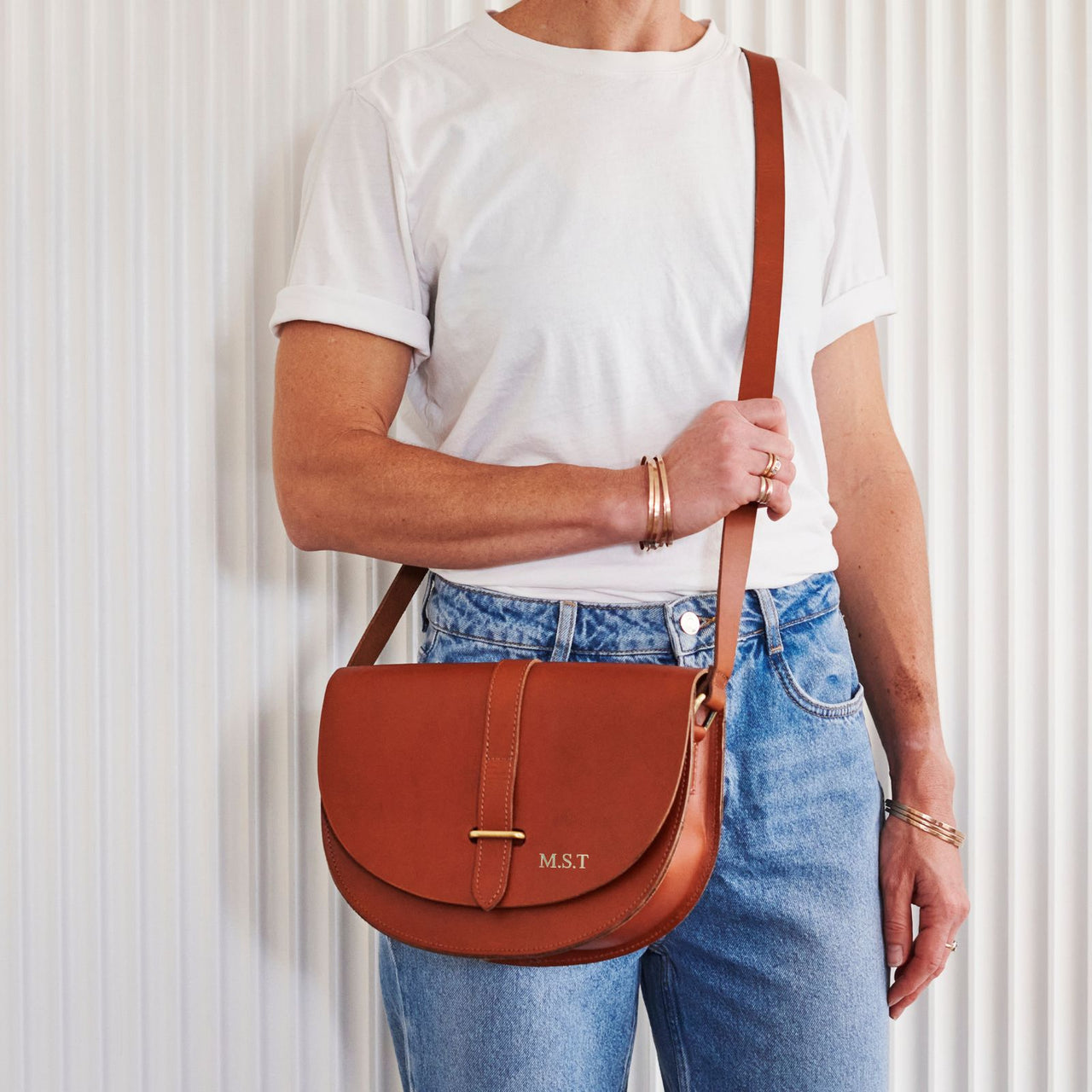 Luxury Leather Saddle Bag with Brass Fastening