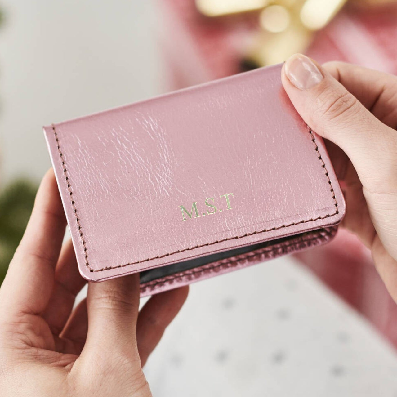 Personalised Leather Travel Card Holder for Women