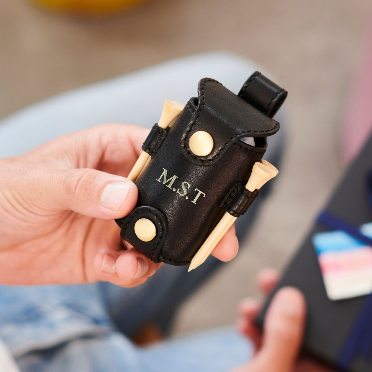 Personalised Leather 2 Golf Ball And Tee Holder