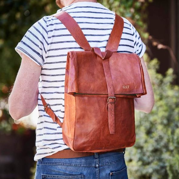 Roll-top Leather Backpack