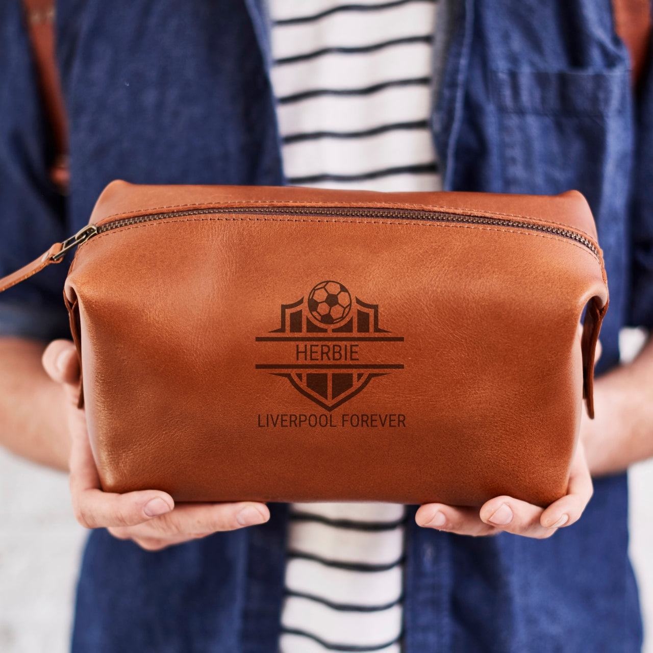 Football Fan Leather Wash Bag