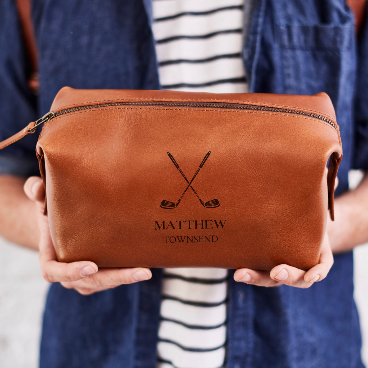 Golf Lover Leather Wash Bag