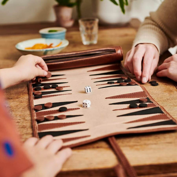 Personalised Leather Travel Backgammon Set