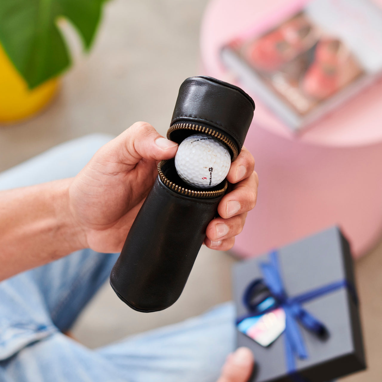 Personalised Leather 3 Golf Ball Holder