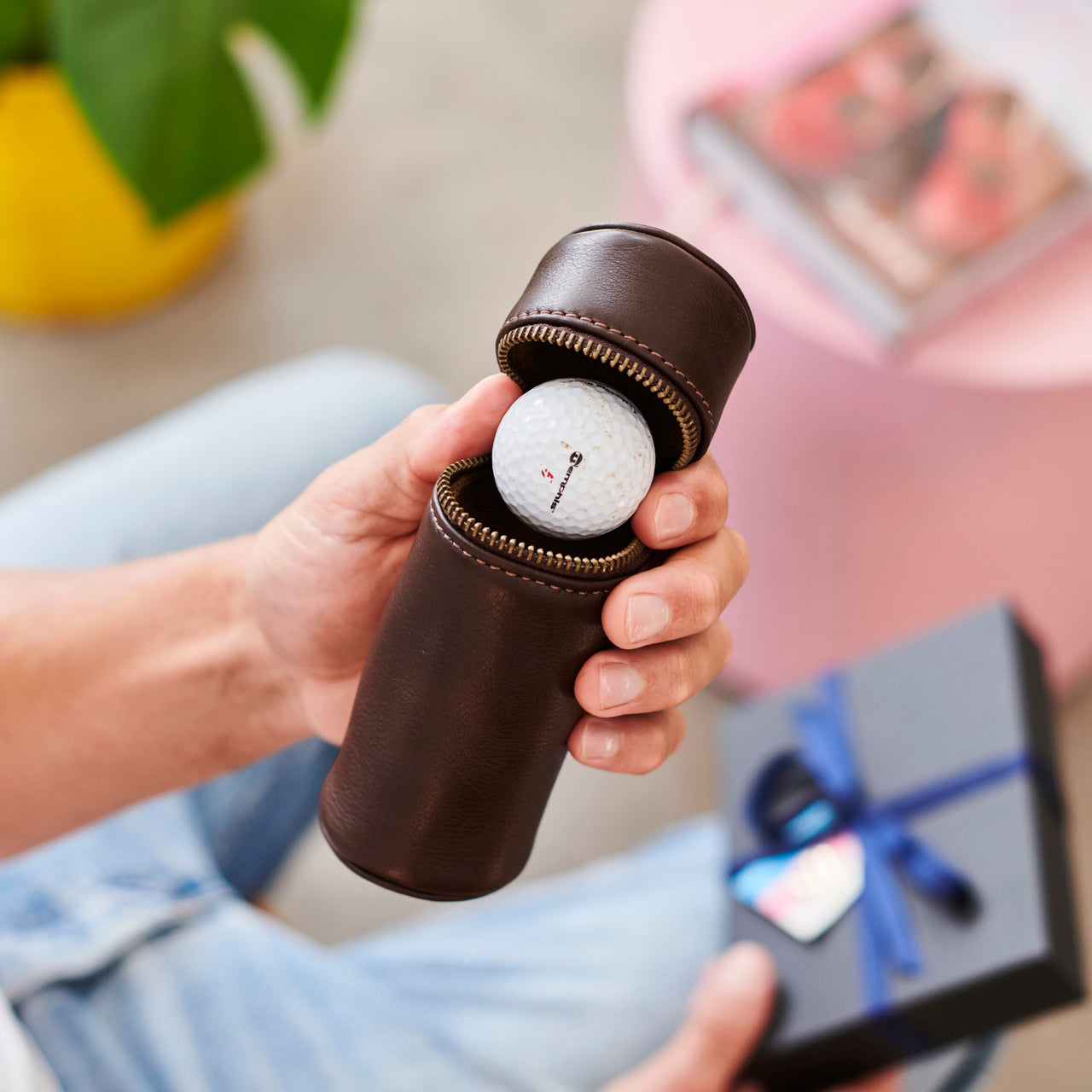 Personalised Leather 3 Golf Ball Holder