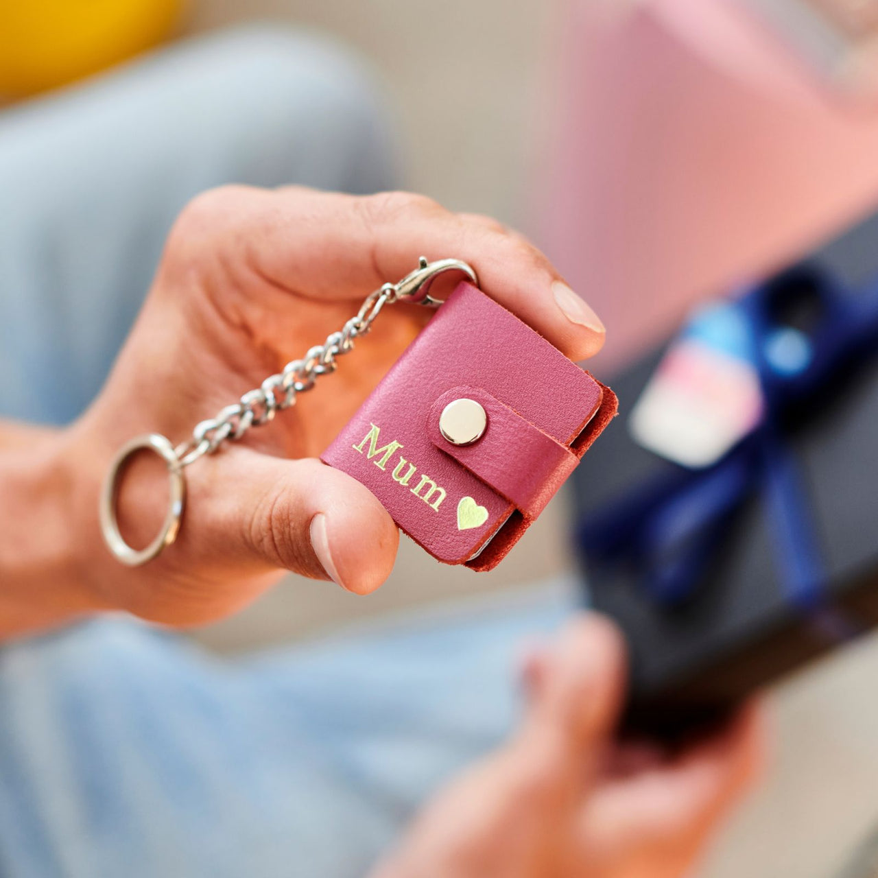 Personalised Mini Leather Photo Book Key Ring