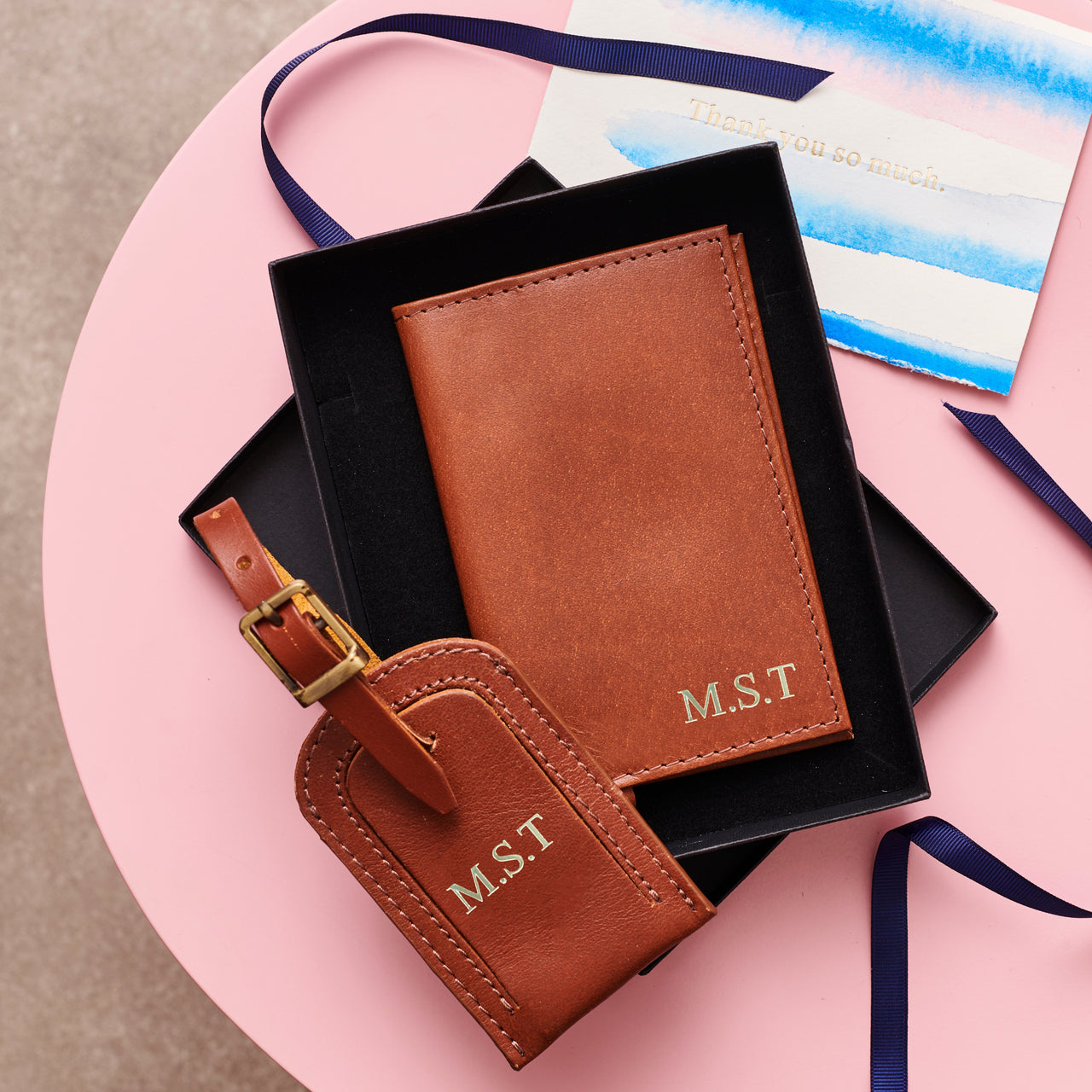 Personalised Leather Travel Gift Set