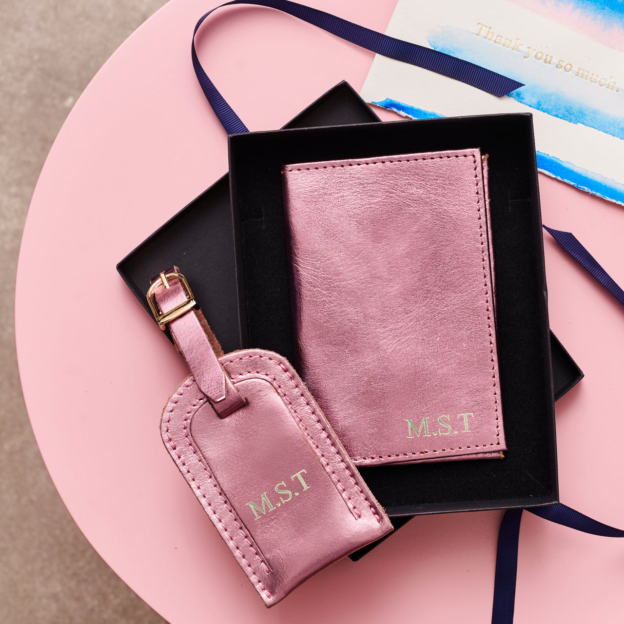 Personalised Leather Travel Gift Set For Her