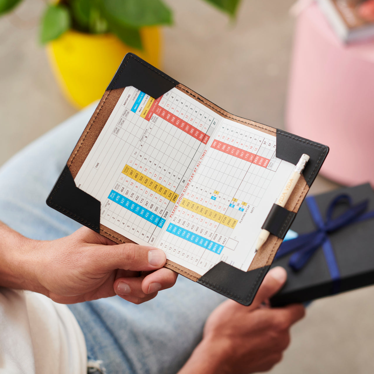 Personalised Full Grain Leather Golf Score Card Holder