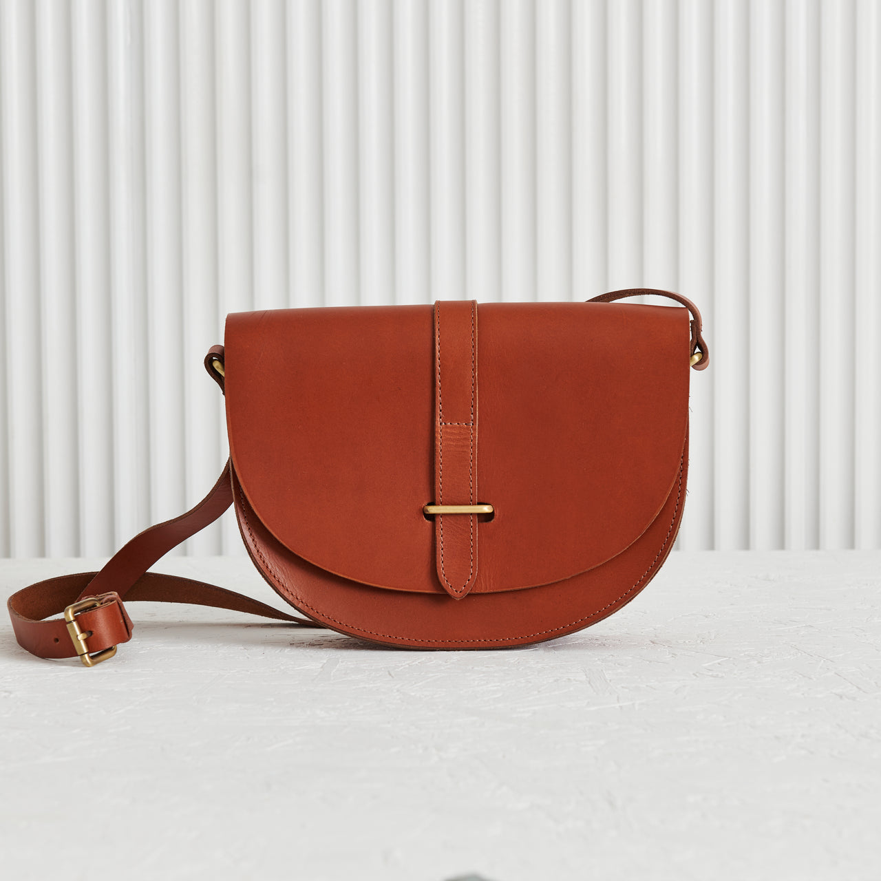 Luxury Leather Saddle Bag with Brass Fastening