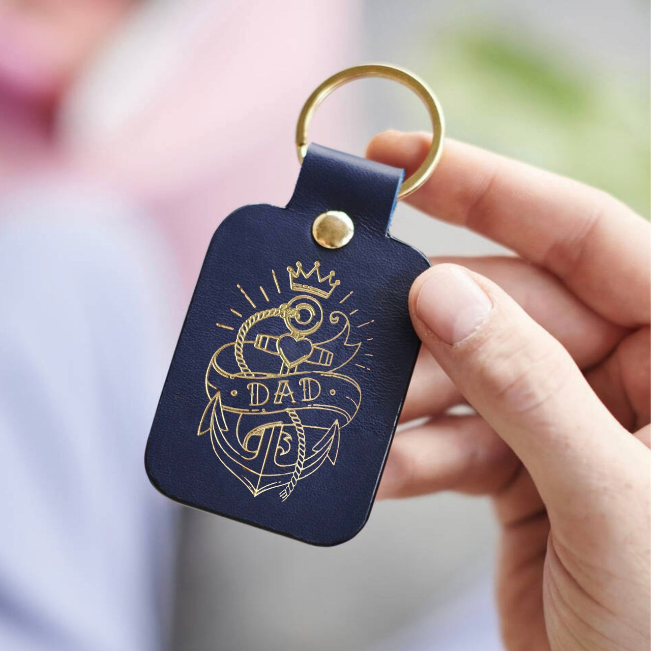 Dad Tattoo Luxury Leather Key Ring