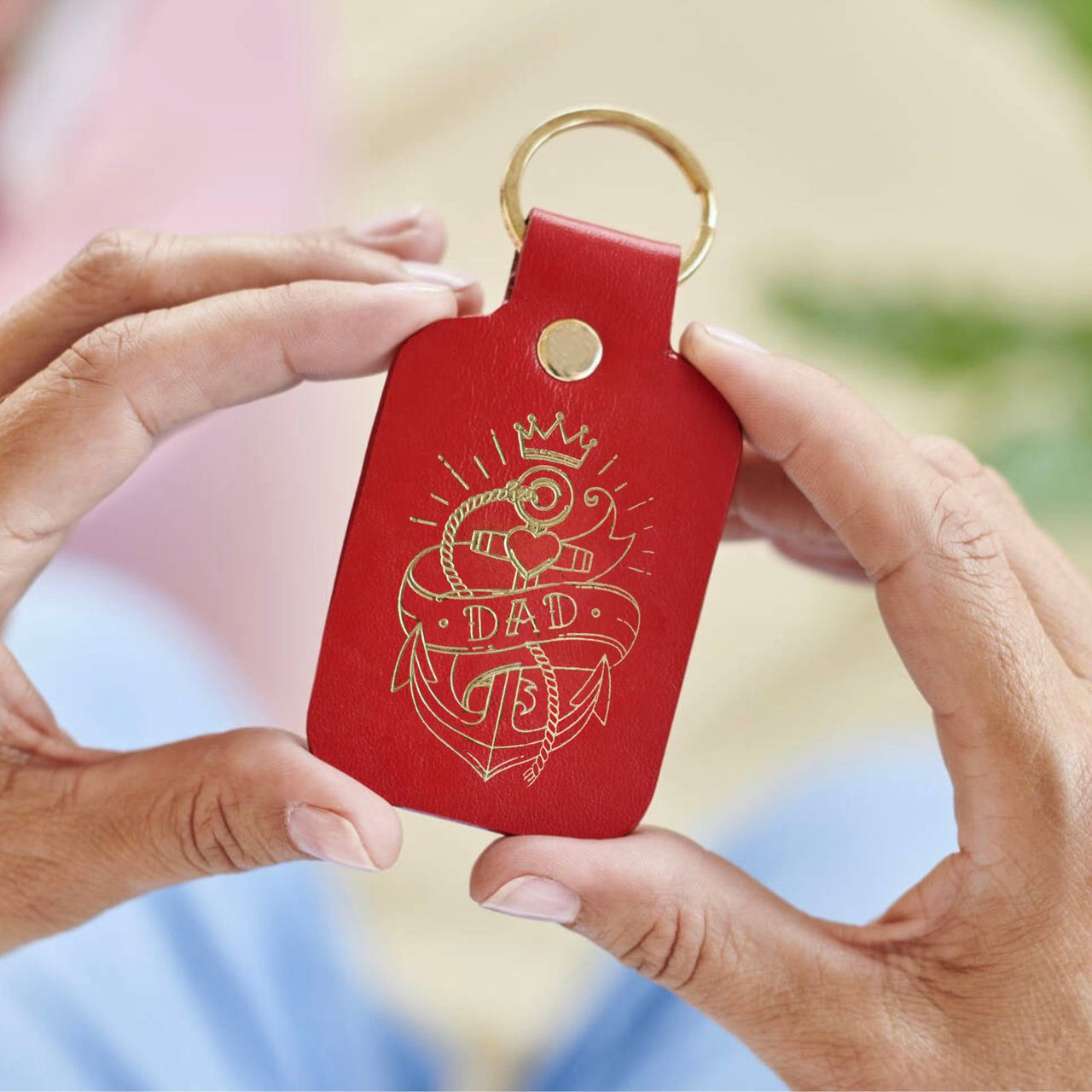 Dad Tattoo Luxury Leather Key Ring