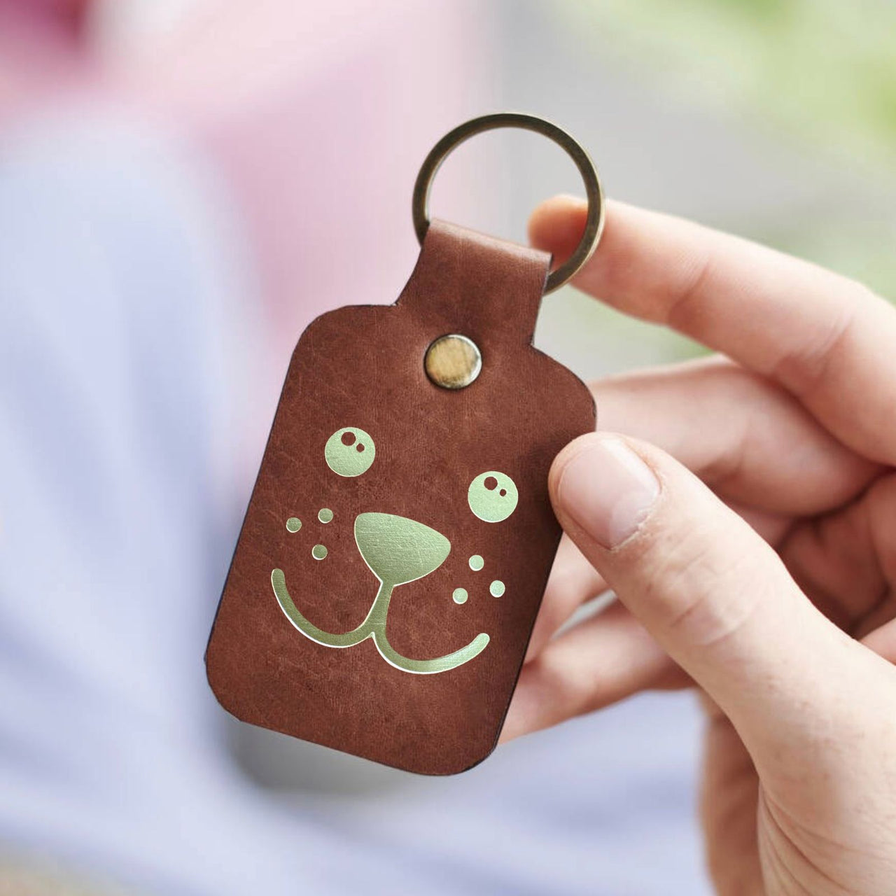 Dog Face Luxury Leather Key Ring