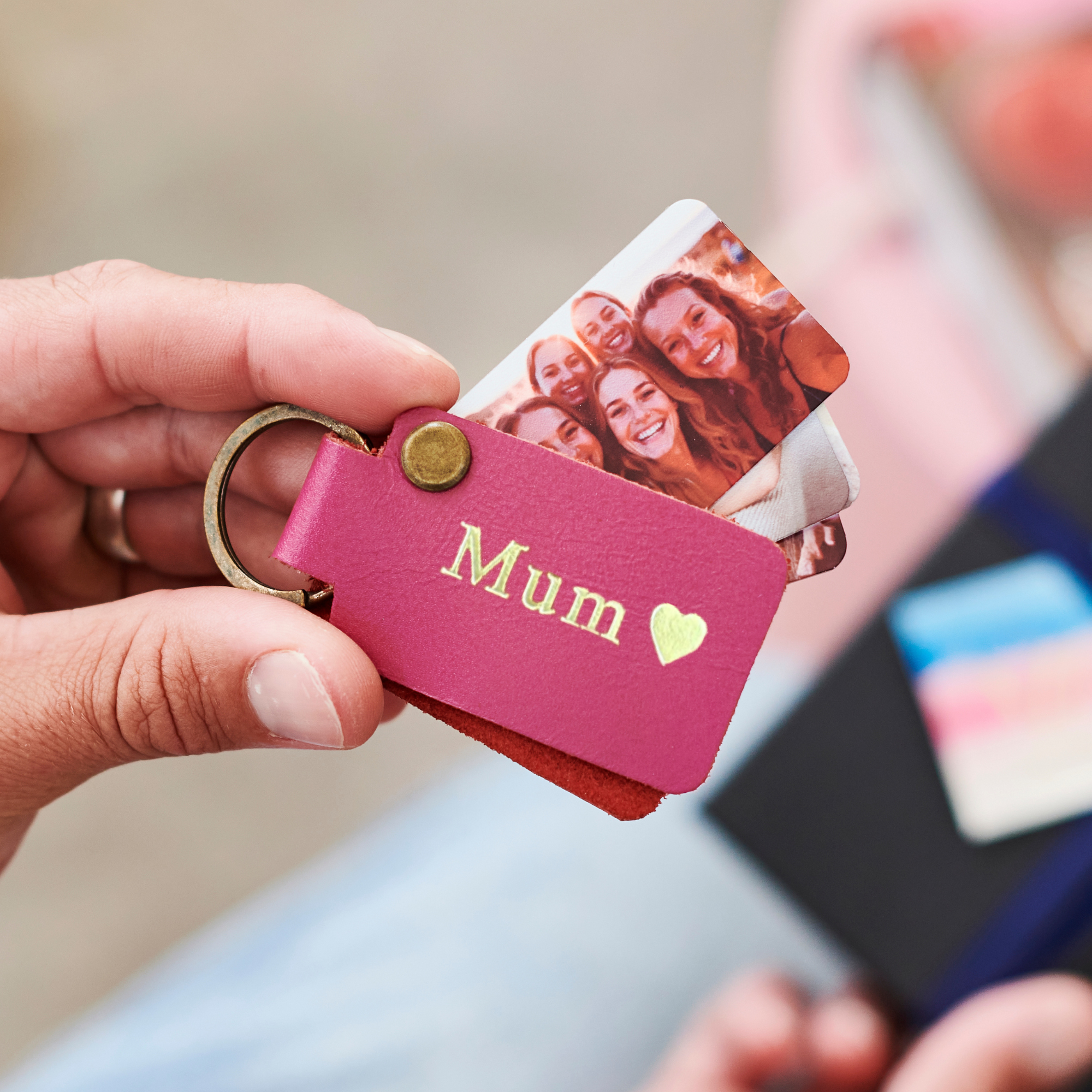 Personalised Leather Photo Keyring – Mother's Day Gift