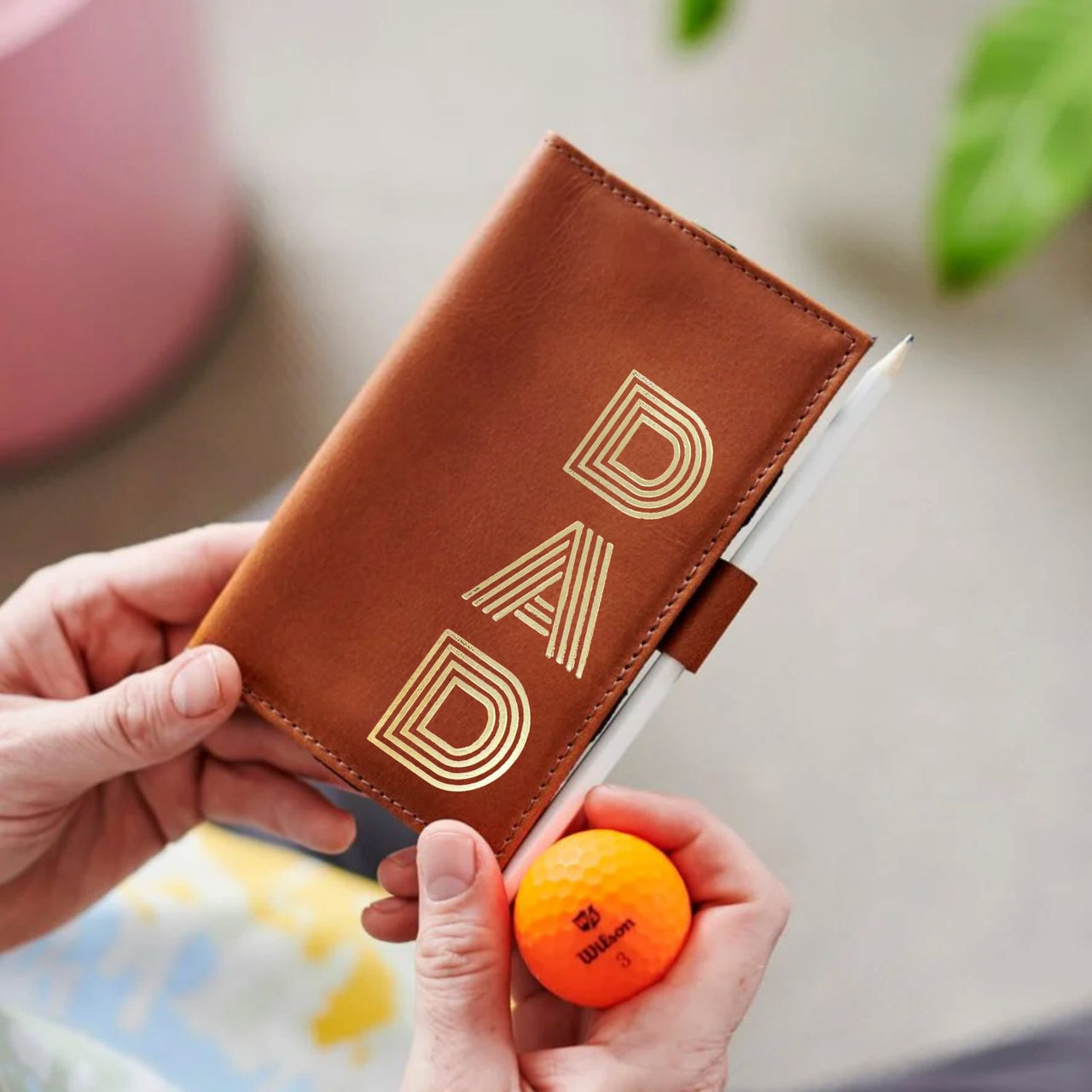 Dad Leather Golf Score Card Holder