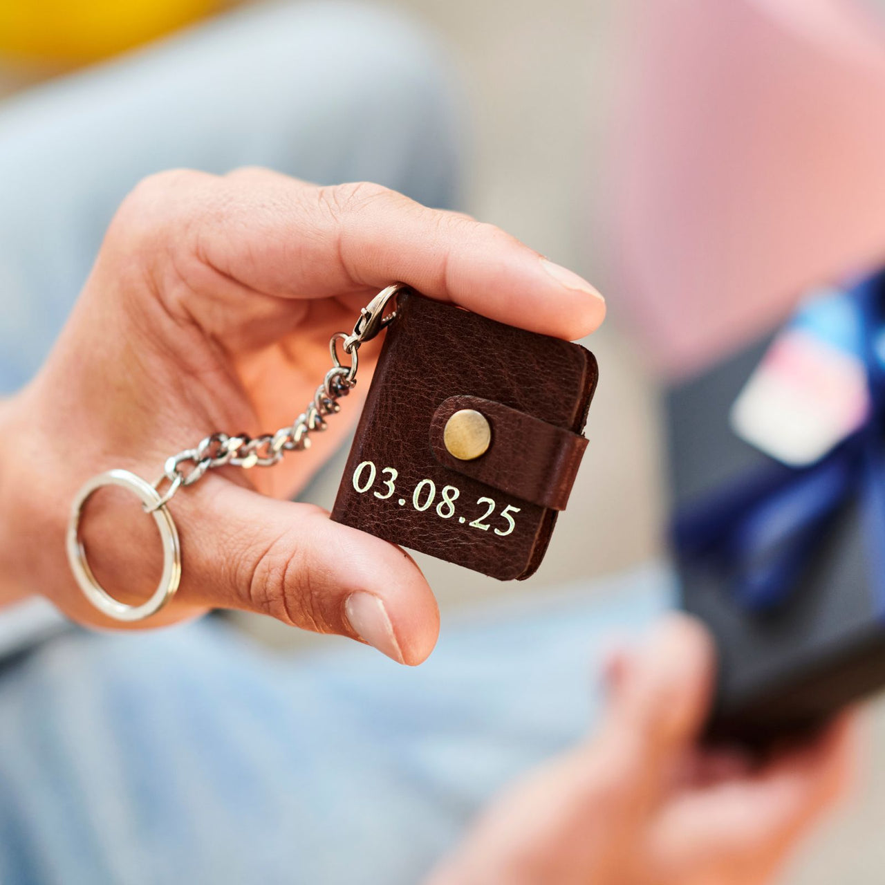 Anniversary Mini Leather Photo Book Key Ring