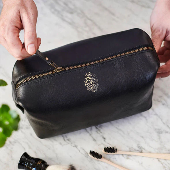 Dad Tattoo Leather Wash Bag
