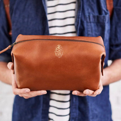 Dad Tattoo Leather Wash Bag