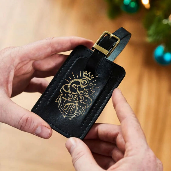 Dad Tattoo Luxury Leather Luggage Tag