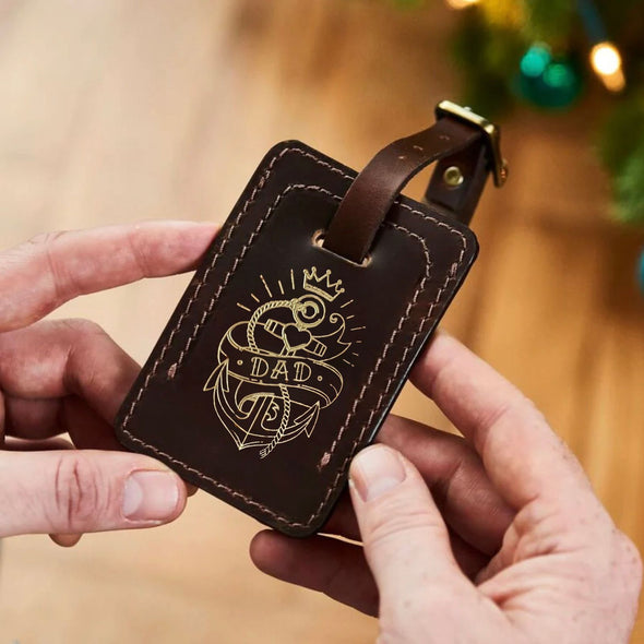 Dad Tattoo Luxury Leather Luggage Tag