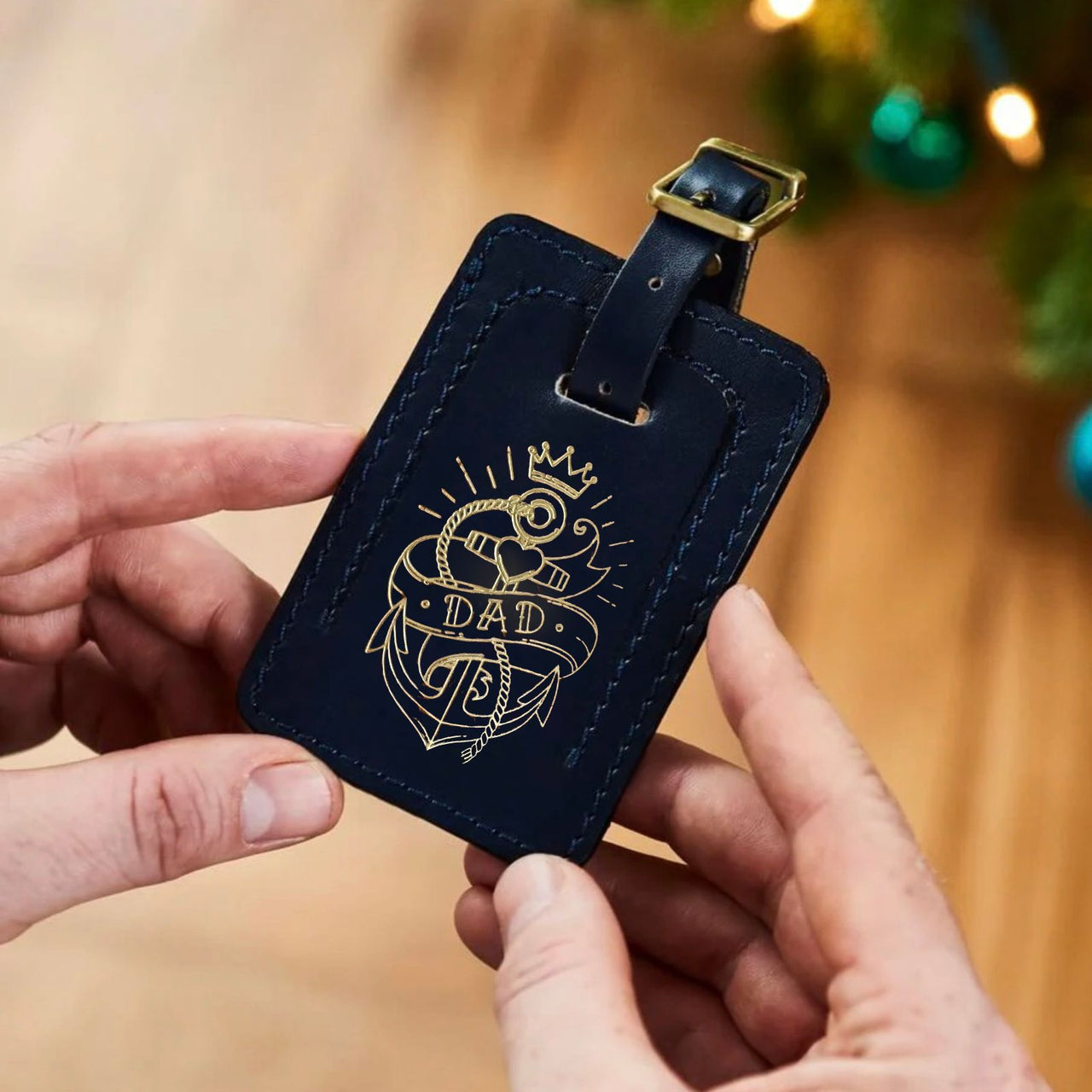 Dad Tattoo Luxury Leather Luggage Tag