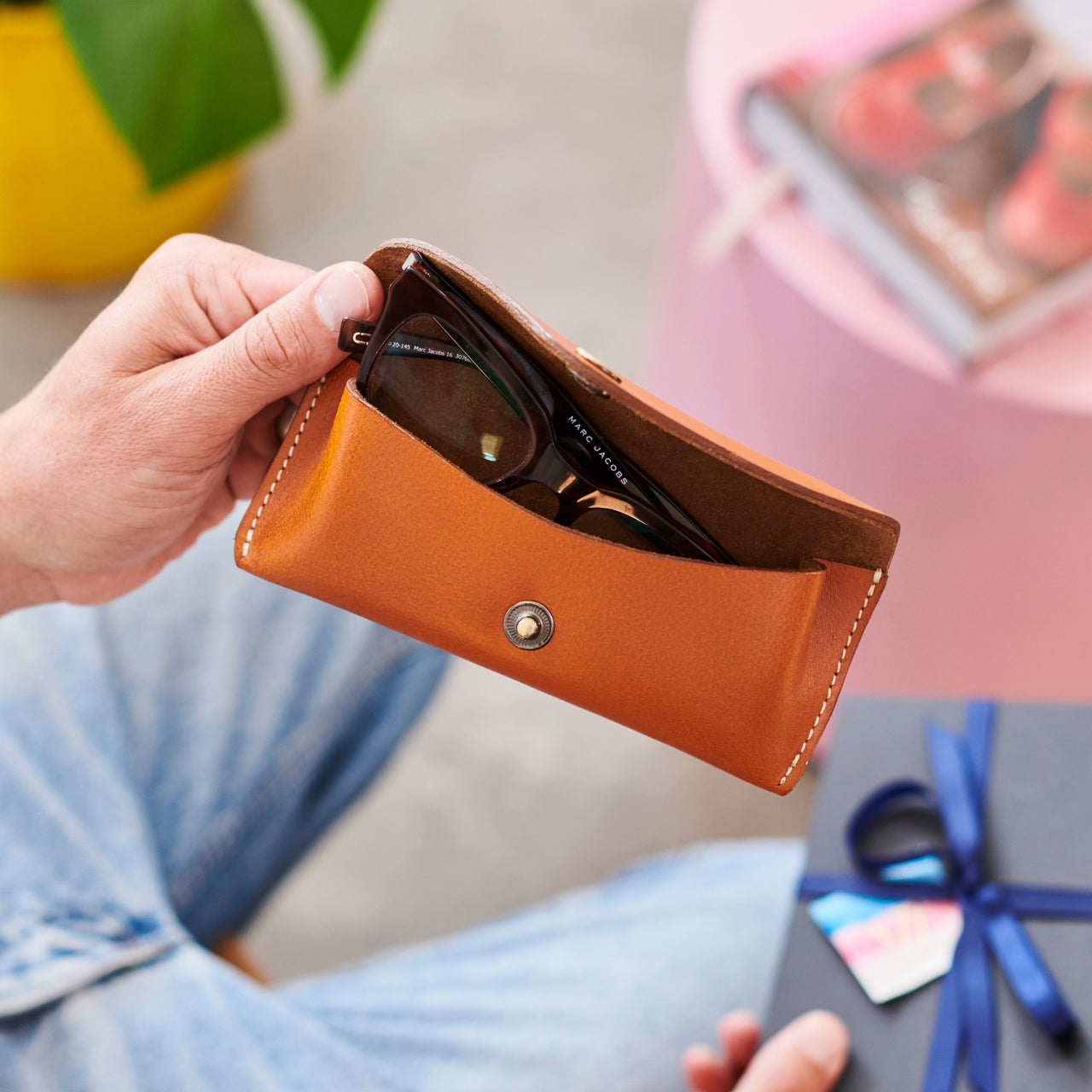 Full Grain Leather Glasses Case with Unique Message