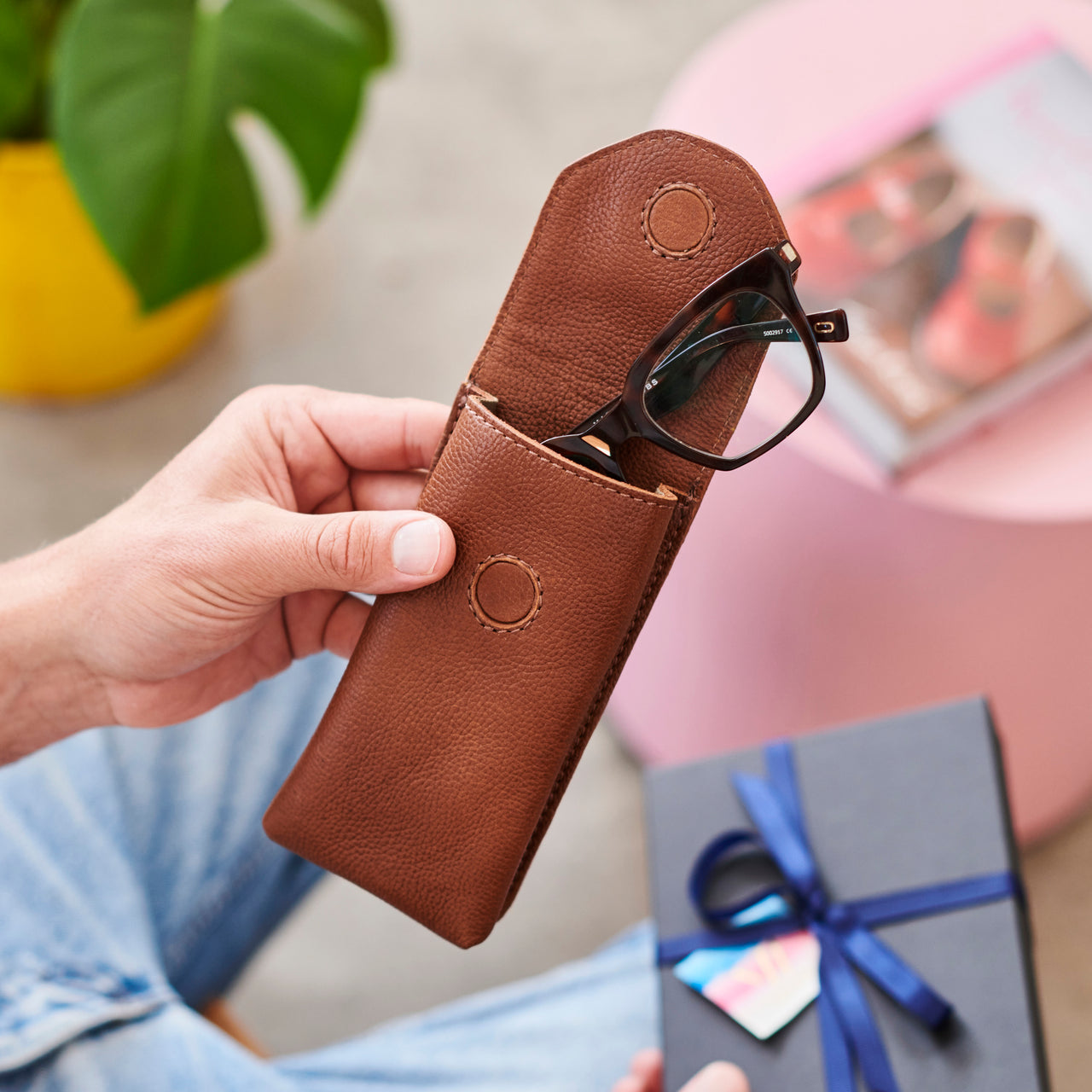 Buttery Soft Leather Glasses Case with Personalisation